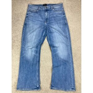Banana Republic High Rise Wide Leg Flare Jeans Womens Sz 33 Blue Stretch Relaxed
